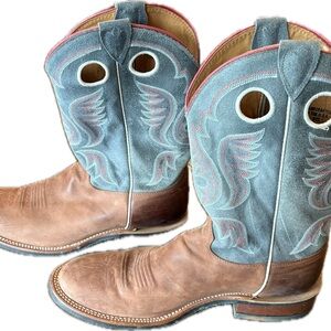 Justin Boots Two-Tone Blue and Brown Men's Boots